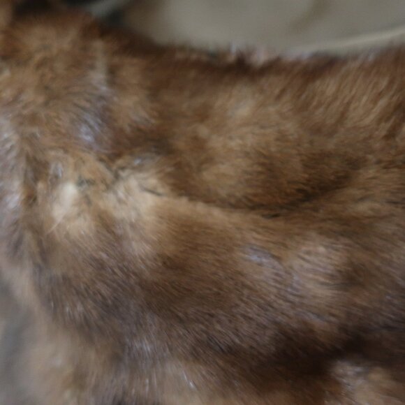 Womens Georgeou Westchester Dark Brown Mink Round Collar Vintage Long Coat M - Picture 12 of 16